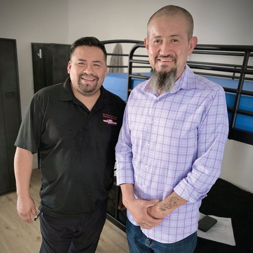 Rodolfo (right) with his case manager, Alejandro Galindo. Rodolfo wants to be a good example for his daughter and grandchild.